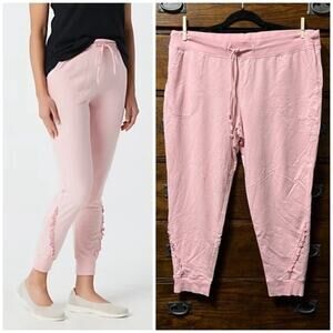 NWOT! Denim & Co. Active French Terry Joggers with Ruffle Detail